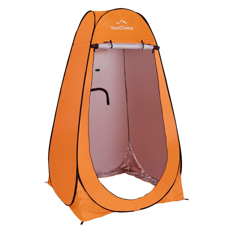 Your Choice Pop Up Privacy Shower Tent - Portable Changing Tent for Camping, Beach & Hiking - 6.2FT Lightweight with Carry Bag, Quick Setup & Full Coverage - Orange - Image 1
